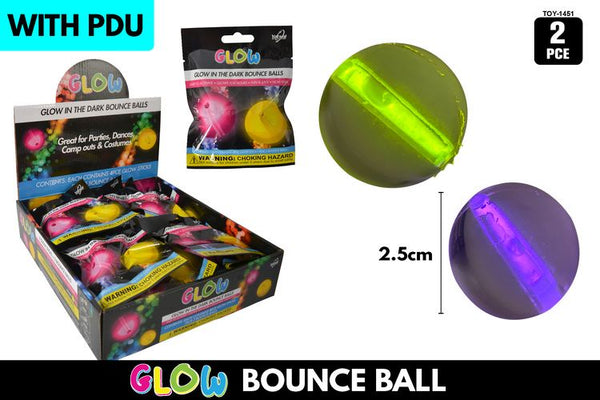 2Pce Glow In The Dark Bounce Ball 2.5Cm